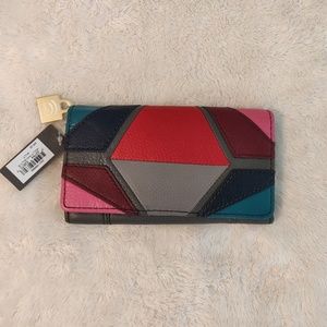 🌼Fossil Molly Multi Color Leather RFID Wallet NWT
